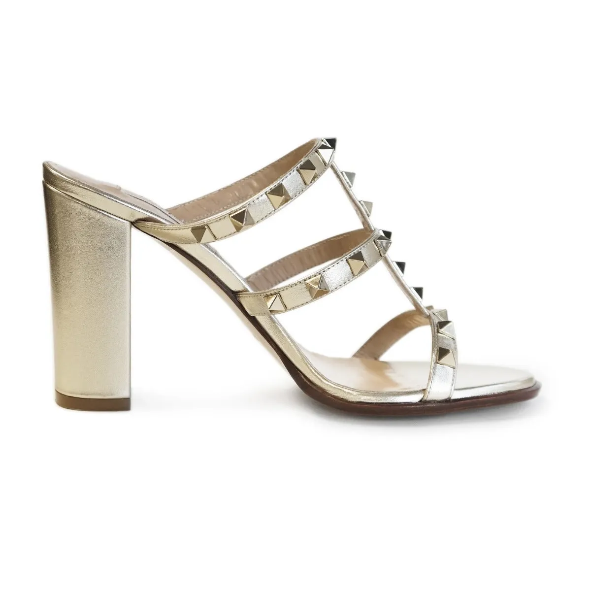 Valentino Rockstud Metallic Calfskin Leather Sandal 90 mm-39.5