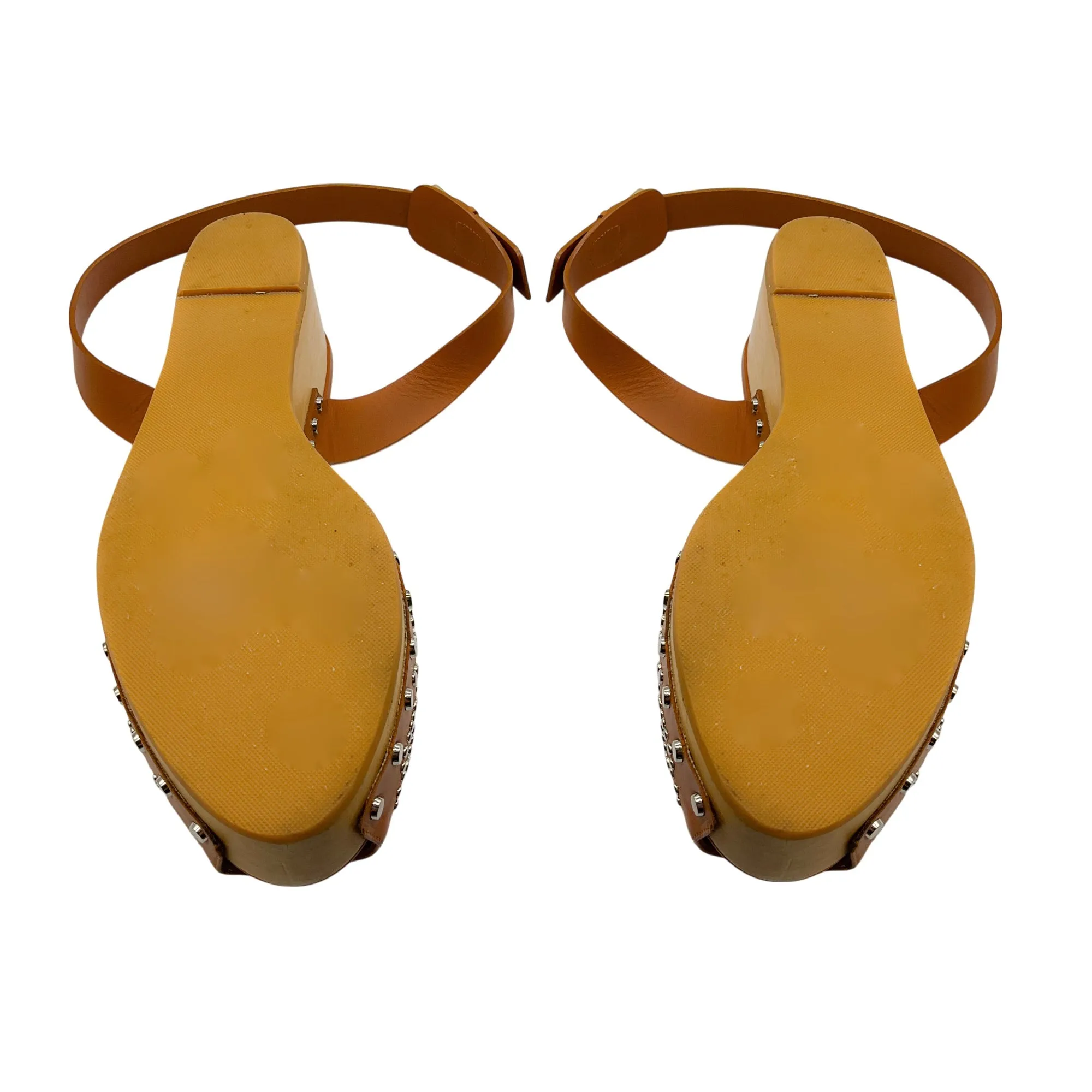 Valentino Tan Studded Ankle Wrap Leather Sandals