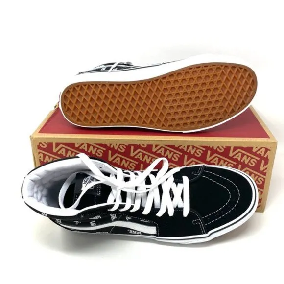 Vans Sk8 Hi Men's Size Canvas High Top Black Skateboarding White VN0A32QGQW7