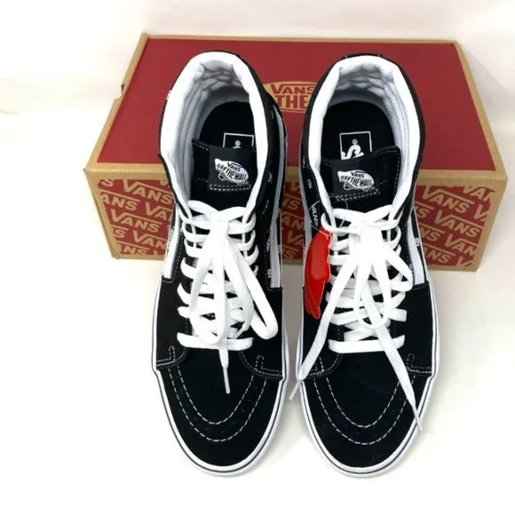 Vans Sk8 Hi Men's Size Canvas High Top Black Skateboarding White VN0A32QGQW7