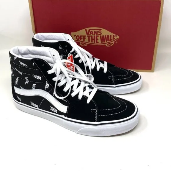 Vans Sk8 Hi Men's Size Canvas High Top Black Skateboarding White VN0A32QGQW7