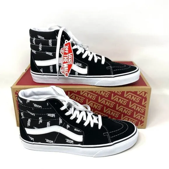 Vans Sk8 Hi Men's Size Canvas High Top Black Skateboarding White VN0A32QGQW7