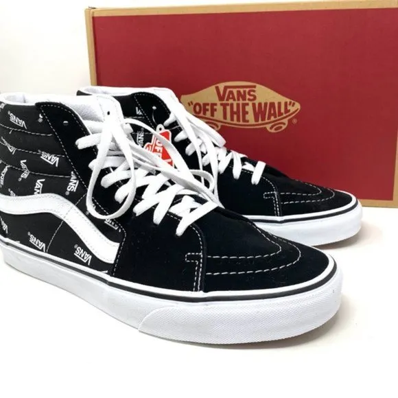 Vans Sk8 Hi Men's Size Canvas High Top Black Skateboarding White VN0A32QGQW7