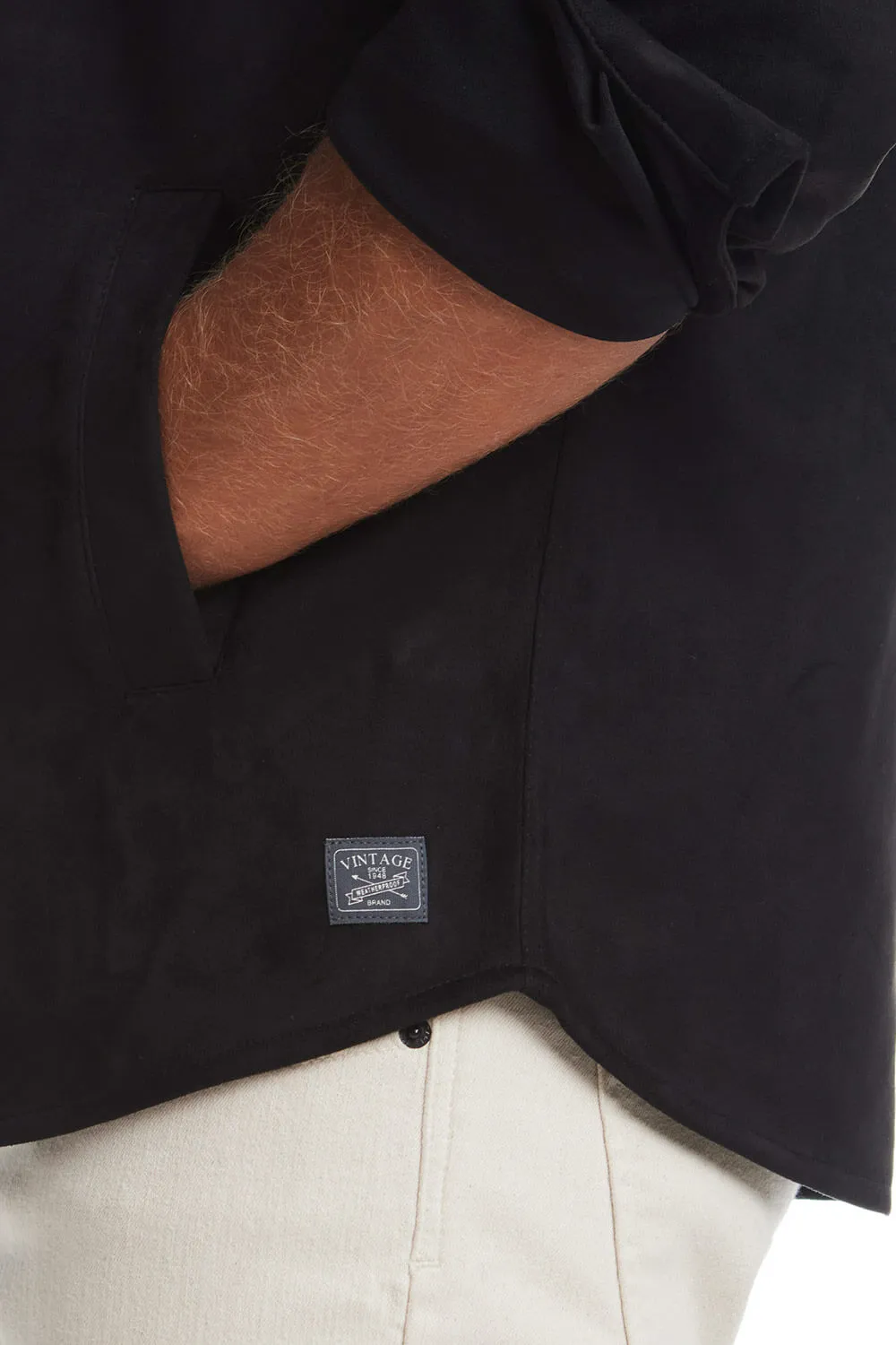 Weatherproof Vintage Suede Shirt Jacket for Men in Black | F2421367GK-BLACK