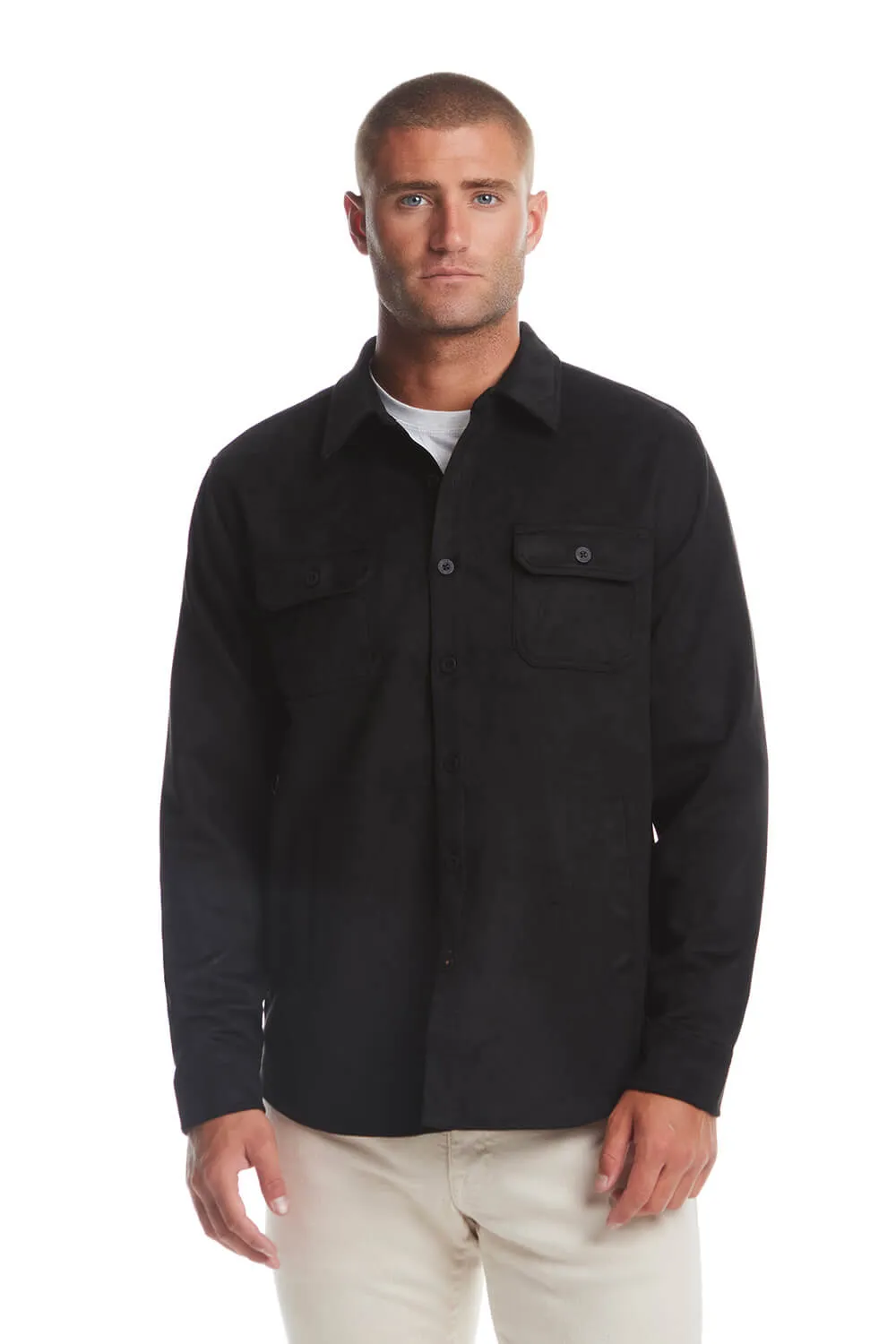 Weatherproof Vintage Suede Shirt Jacket for Men in Black | F2421367GK-BLACK