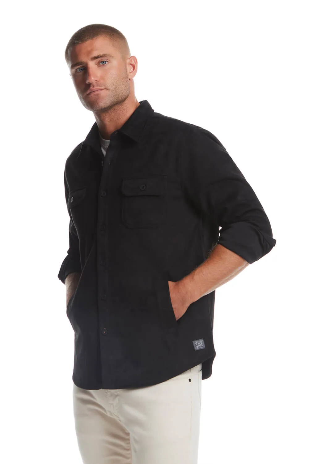 Weatherproof Vintage Suede Shirt Jacket for Men in Black | F2421367GK-BLACK