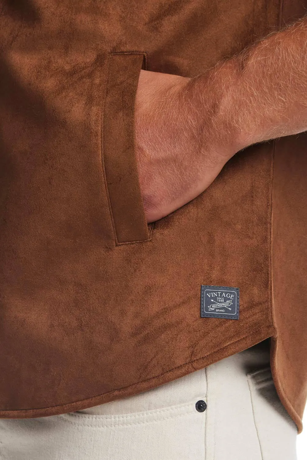 Weatherproof Vintage Suede Shirt Jacket for Men in Brown | F2421367GK-LTBROWN