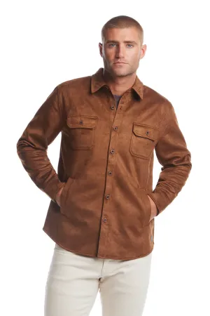 Weatherproof Vintage Suede Shirt Jacket for Men in Brown | F2421367GK-LTBROWN
