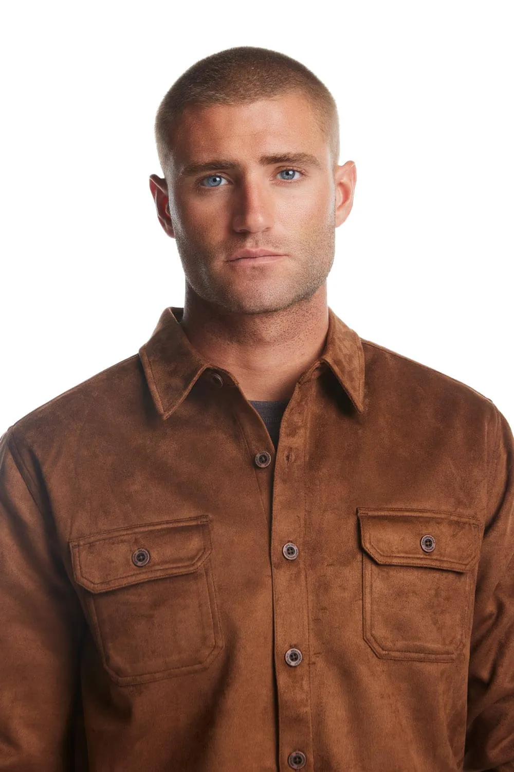 Weatherproof Vintage Suede Shirt Jacket for Men in Brown | F2421367GK-LTBROWN