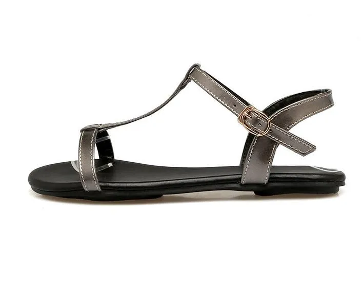 Women Sandals Pu Leather All Match Fashion Women Shoes Buckle Westrn Style Flats Summer Women Sandals
