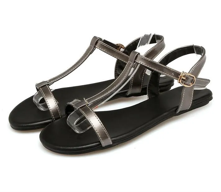 Women Sandals Pu Leather All Match Fashion Women Shoes Buckle Westrn Style Flats Summer Women Sandals