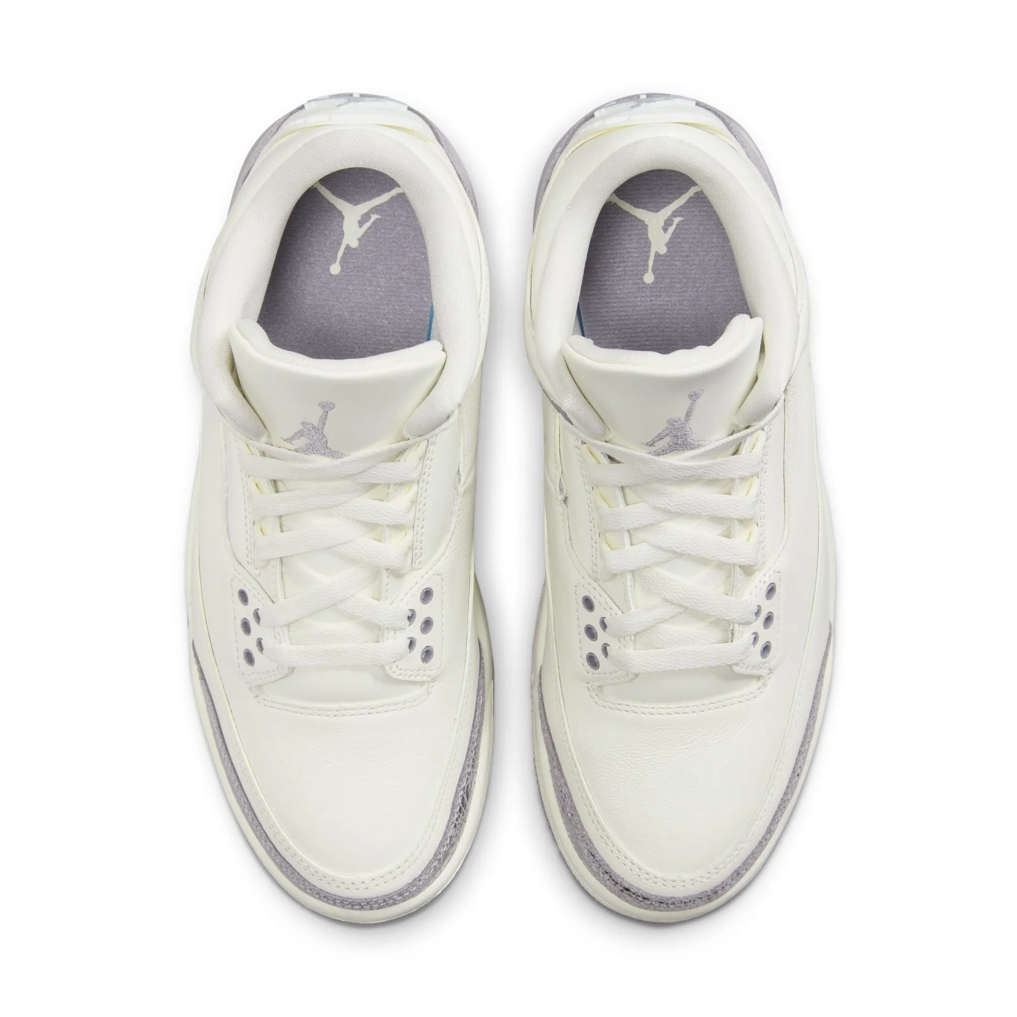WOMENS AIR JORDAN 3 RETRO CK9246-100 "METALLIC SILVER" - CEMENT GREY/SILVER