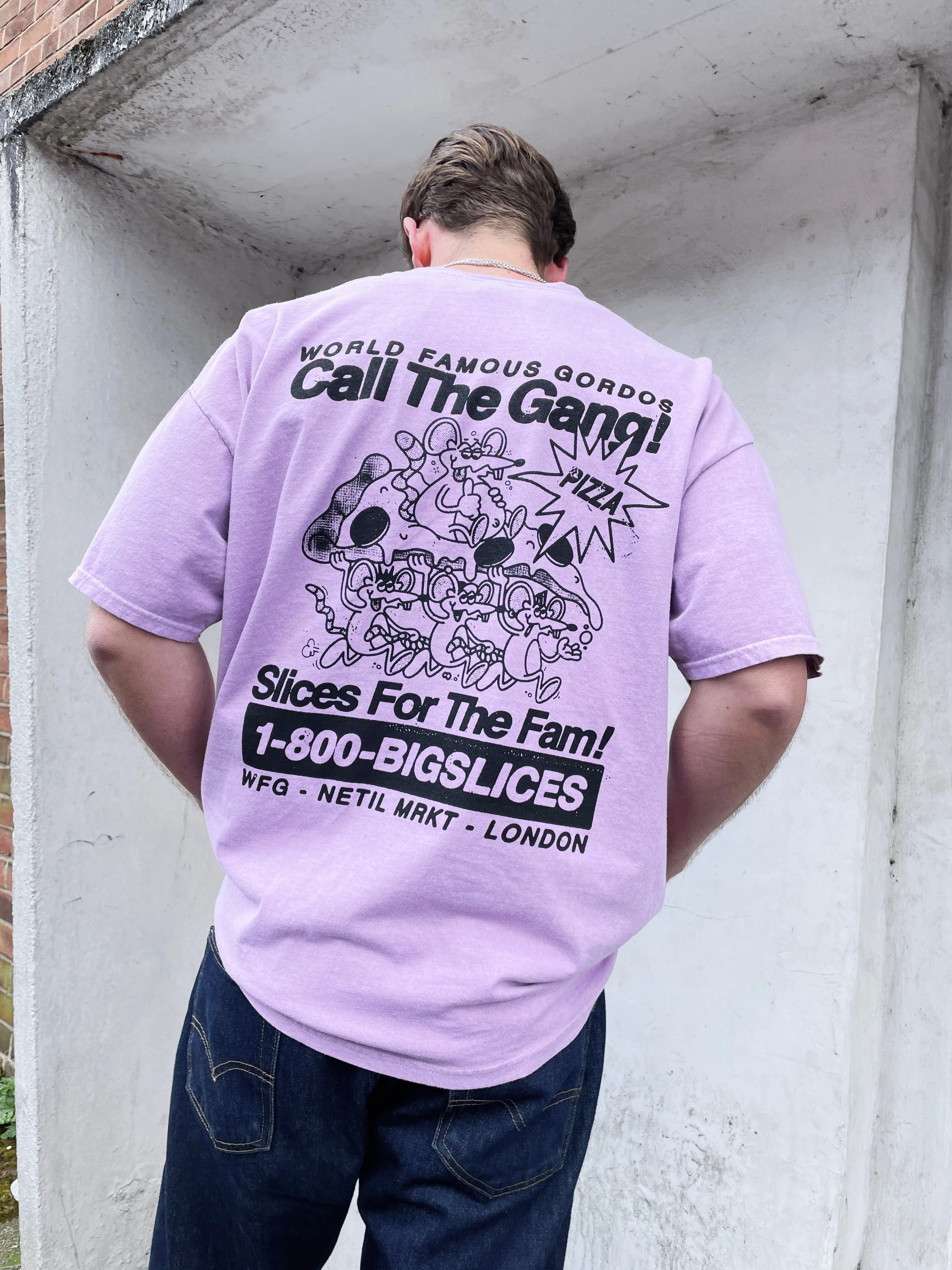 World Famous Gordos 'Call The Gang' Vintage Washed Tee - Pink