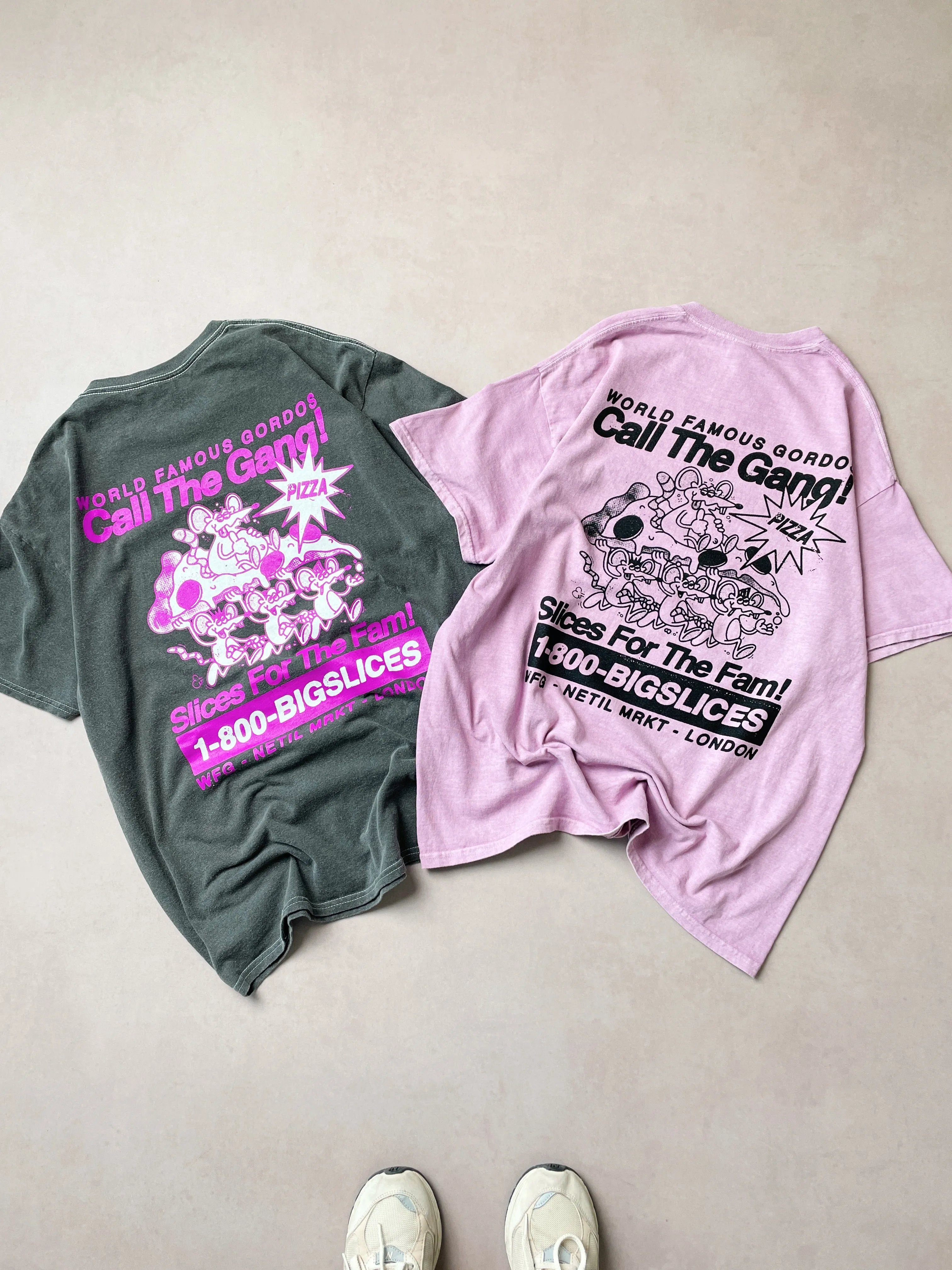 World Famous Gordos 'Call The Gang' Vintage Washed Tee - Pink
