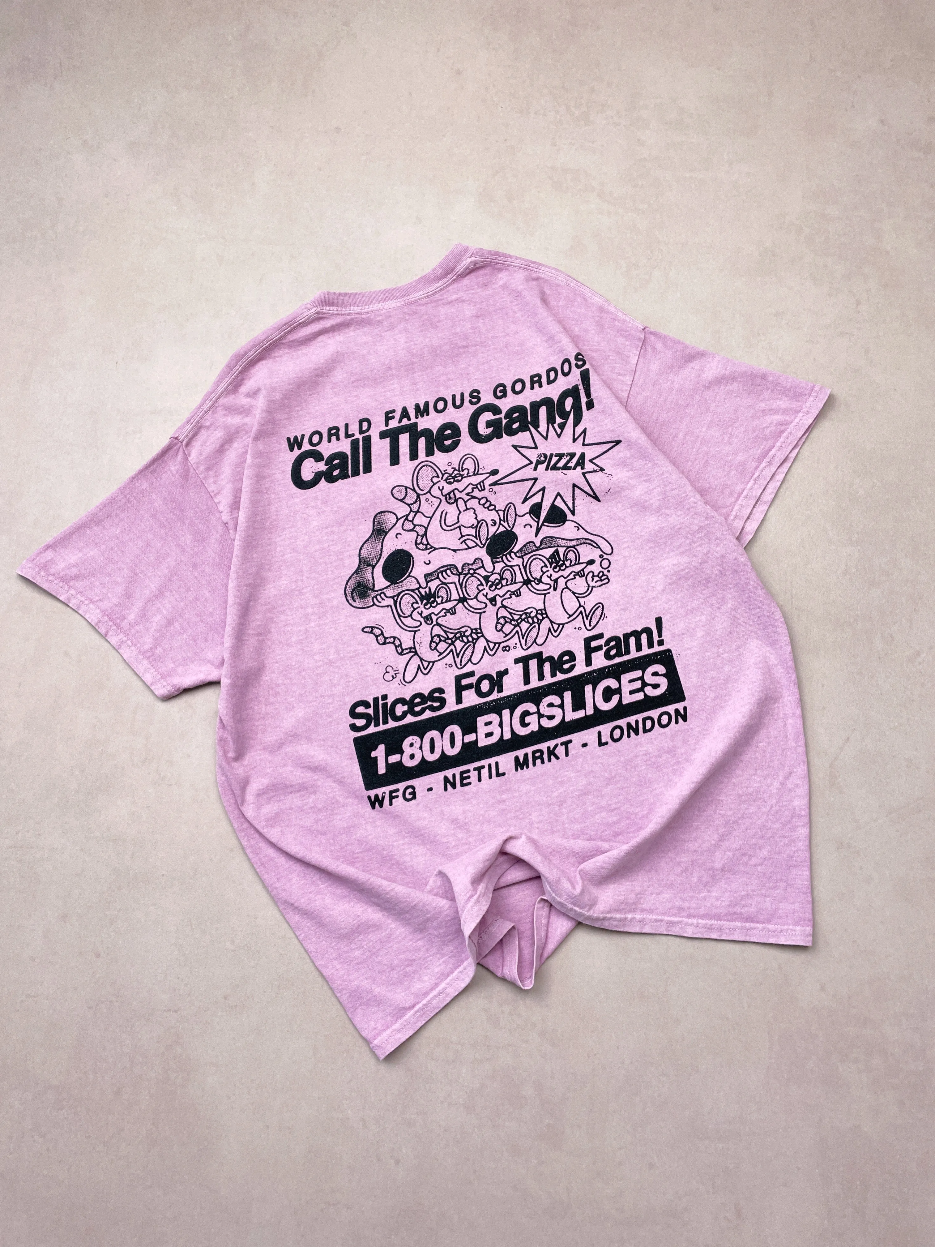 World Famous Gordos 'Call The Gang' Vintage Washed Tee - Pink
