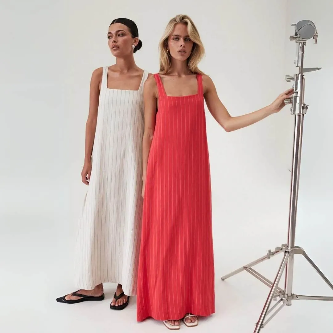 Yara™ | Minimalist Striped Maxi Dress