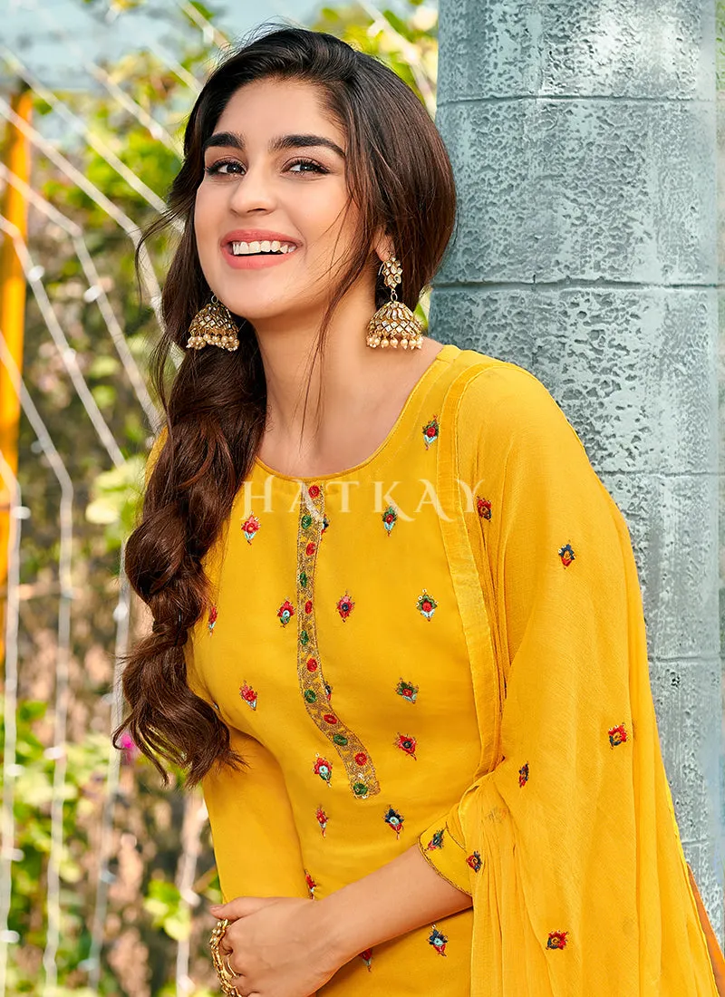 Yellow Sequence Embroidered Patiala Suit